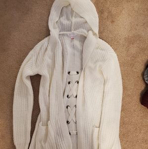 white cardigan